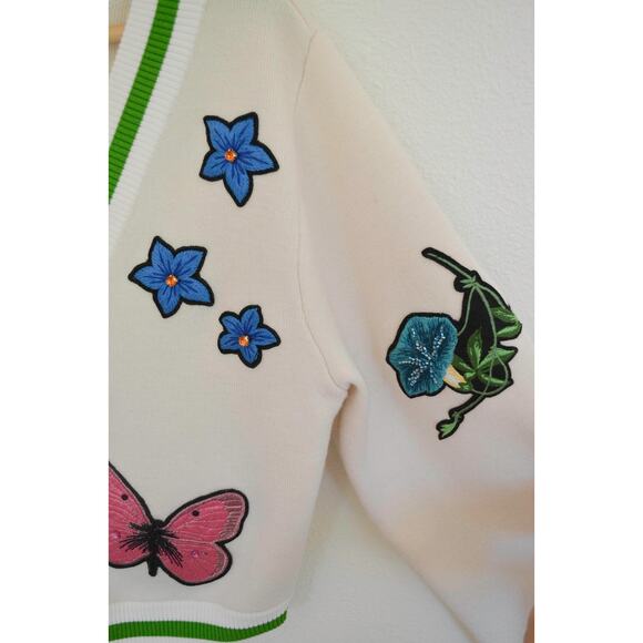 Alice + Olivia Arlen Cropped V Neck Cardigan Size Small - Picture 7 of 8